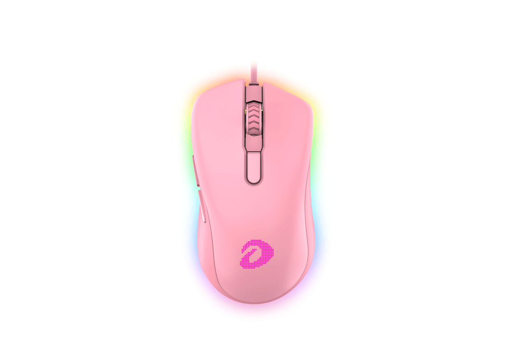 Мышь игровая проводная Dareu EM908 Pink (розовый), DPI 600-10000, подсветка RGB, USB кабель 1,8м, размер 122.36x66.79x39.83мм